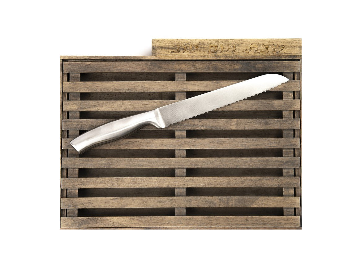 Hardwood Challa Board W/ Crumb Catcher & Knife