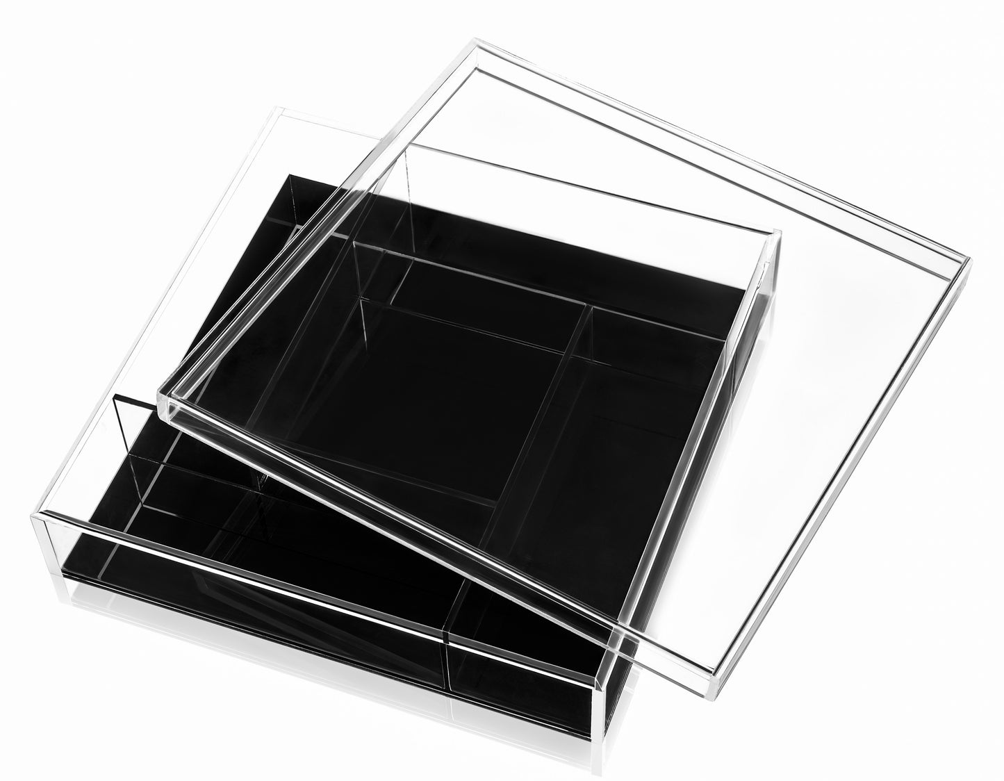 Lucite By Design Five Sectional Tray Black And Clear Limited Time Deal