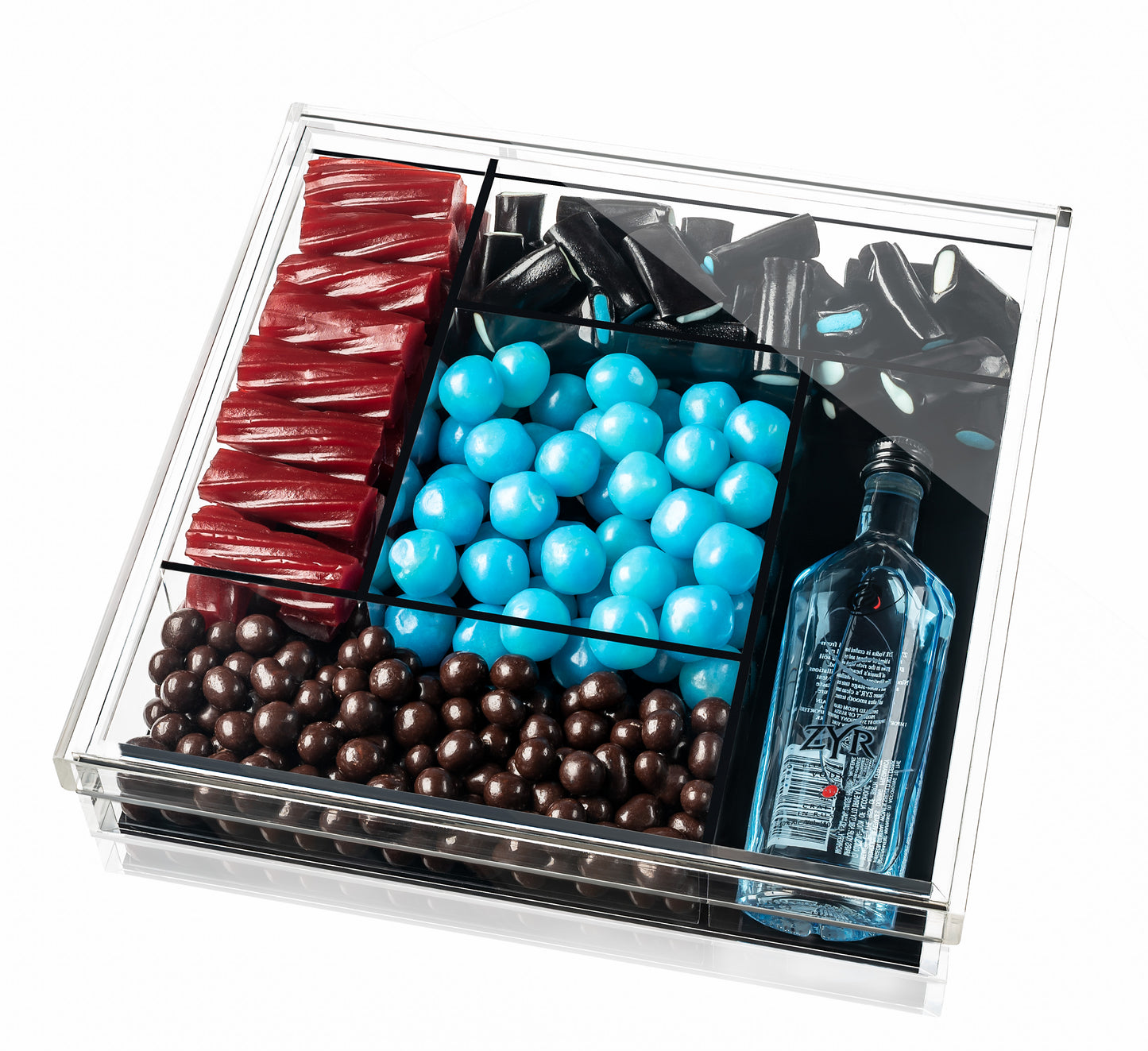Lucite By Design Five Sectional Tray Black And Clear Limited Time Deal